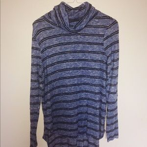 Turtle Neck Striped Sweater (Blue & Black)
